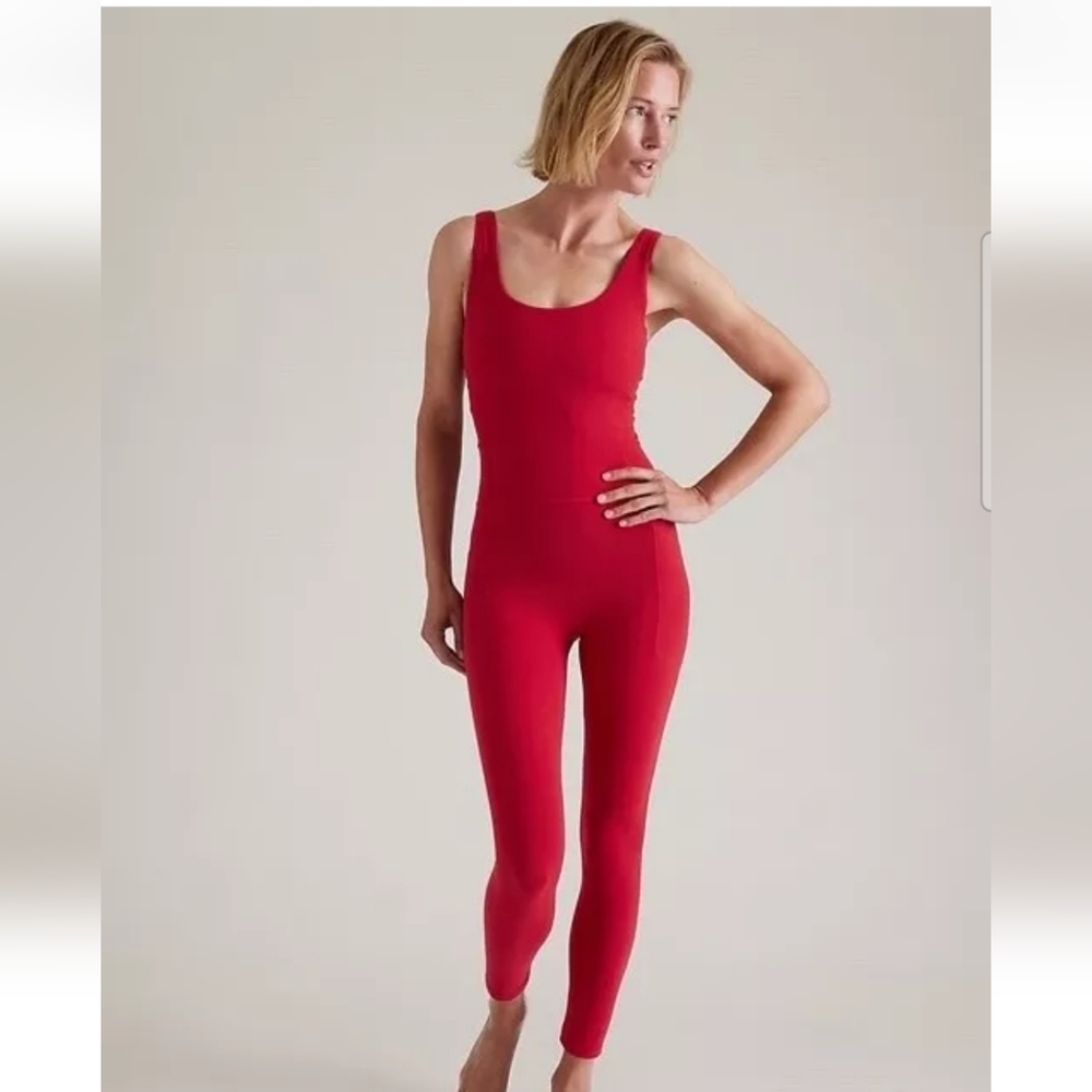 Athleta Red Scoop-Neck Sleeveless Jumpsuit